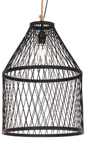 Zewnetrzna Rustykalna lampa wisząca zewnętrzna czarna rattanowa 40x55 cm - Calamus Rustykalny / Vintage Oswietlenie zewnetrzne