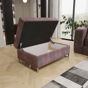 Stylowa ławeczka do przedpokoju, tapicerowany podnóżek - wygodna PUFA BARLET w kolorze pudrowego różu, welurowa tkanina