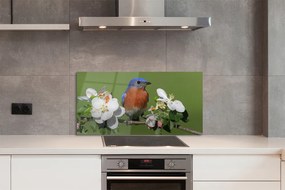 Panel szklany do Kuchni Papuga wśród Tropikalnych Kwiatów