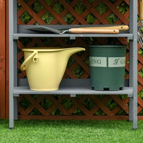 Outsunny stół ogrodniczy do roślin szary metalowa powierzchnia robocza 76x37x89cm | Aosom PL