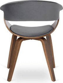Krzesło Tapicerowane z Drewna Giętego Do Jadalni GARY Szare/Orzech Nowoczesne Loft