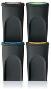 Kosz na odpady Sortibox 35 l, 4 sztuki, czarny