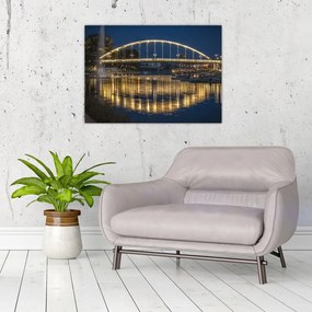 Obraz mostu z fontanną (70x50 cm)