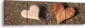 Obraz - Drewniane serca (170x50 cm)