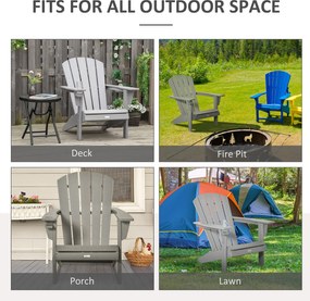 Outsunny krzesło ogrodowe Adirondack z uchwytem na kubek fotel ogrodowy krzesło balkonowe szary tworzywo sztuczne 75 x 87 x 90 cm | Aosom PL