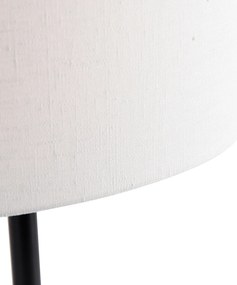 Lampa stołowa czarna z owalnym lnianym abażurem białym 35 cm - Simplo Nowoczesny Oswietlenie wewnetrzne