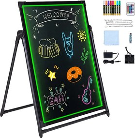 Tablica do Pisania Wiadomości LED SucceBuy 59,8 x 79,8 cm Oświetlana Usuwalna Tablica Cierna