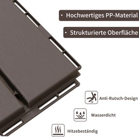 Zestaw 9 płytek podłogowych Outsunny, mechanizm zatrzaskowy, imitacja drewna, kolor brązowy, 30 x 30 x 2 cm (wymiary 1 płytki)