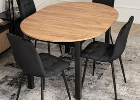 Okrągły stół rozkładany Hudson 102-222 cm w kolorze dąb craft / czarny, blat płyta laminowana, nogi MDF