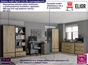 Zestaw 6 nowoczesnych mebli z biurkiem antracyt + dąb craft - Elsinor 11X