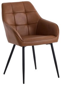 Brązowe krzesła z imitacji skóry z podłokietnikami zestaw 2 szt. Nolan Square – Unique Furniture