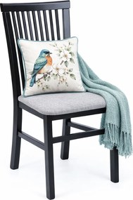 Drewniane krzesło tapicerowane do stołu czarny + szary N7-E64