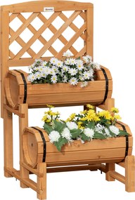 Outsunny Podniesiona Skrzynka na Kwiaty z Kratą Rustykalny Styl Żółta Drewniana do Ogrodu 45x45x80cm | Aosom PL