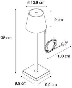 Zewnetrzna Zestaw 2 lamp stołowych zewnętrznych białych w komplecie z diodą LED i ładowanym ściemniaczem - Janet Nowoczesny Oswietlenie zewnetrzne