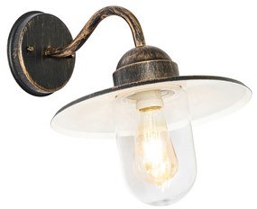 Rustykalna lampa ścienna zewnętrzna antyczne złoto IP44 - Kansas