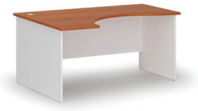 Ergonomiczne biurko PRIMO WHITE, 160x120 cm, lewe, biały/czereśnia
