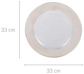 Transparentny podtalerz ze złotym dekorem, Ø 33 cm