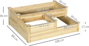 Outsunny Łóżko Ogrodowe 3-Stopniowe Drewniane Schodki na Rośliny Balkonowe Wysokie Łóżko Świerkowe | Aosom PL