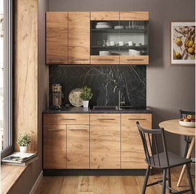 Pojedyncza kuchnia złoty dąb power/antracyt 140x60x81.6 fame-line