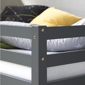 Łóżko piętrowe 90x200 cm Szare Lite drewno sosnowe Łóżko dziecięce Piętrowe łóżko