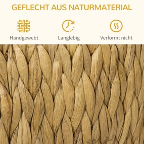 Jaskinia dla kota Pawhut z trawy wodnej hiacyntowej, zmywalna poduszka, 44 x 43 x 42 cm, Jasnobrązowy+Naturalne drewno+Szary