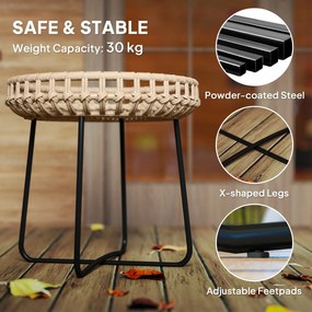 Outsunny Zestaw 2 Stolików Pomocniczych z Polirattanu Ø60/41 cm Okrągłe Odporny na Warunki Atmosferyczne Brązowy