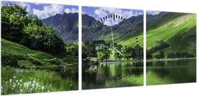 Obraz - Krajobraz z jeziorem (z zegarem) (90x30 cm)