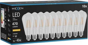 Mexen Vintis 10x żarówka filament LED E27, ST64, 4W, Ciepła - 2200K, 470 lm, clear - L152-E27-0422-00x10