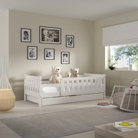 Łóżko dziecięce ELSA 80x190 cm Szuflada w Zestawie Naturalne Trwałe Drewno Białe