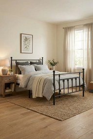 Czarne metalowe łóżko jednoosobowe 100x190cm L5-N79