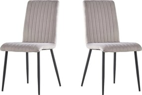 Zestaw 2 krzeseł aksamitnych "Henley" - Jasnoszary