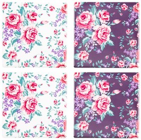 Altom Podstawka porcelanowa Floral,10 x 10 cm, komplet 4 szt.