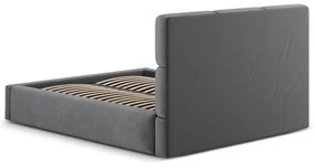 Szare tapicerowane łóżko dwuosobowe ze schowkiem ze stelażem 160x200 cm Libera – Windsor &amp; Co Sofas