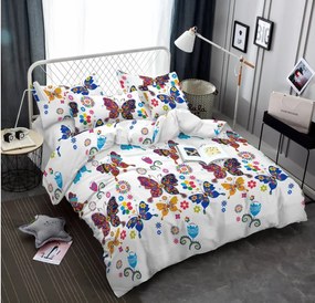 PrzytulneMieszkanie.pl PrzytulneMieszkanie.pl Pościel z mikrofibry KOLOROWY MOTYL biała Rozmiar pościeli: 70 x 90 cm | 140 x 220 cm