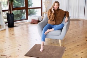 Dywan Futrzany Brązowy 60x90 cm Włochaty Miękki Dekoracyjny Antypoślizgowy