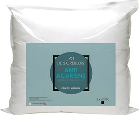 Zestaw 2 poduszek z mikrofibry przeciwko roztoczom 60x60cm