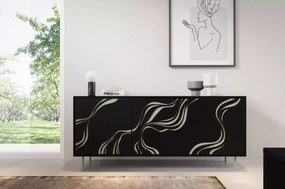Komoda Lorena 164 cm – nowoczesna komoda glamour z frontami stalowymi