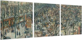Obraz - Camille Pissarro, Boulevard des Italiens, Morning, Sunlight, reprodukcje (z zegarem) (90x30 cm)