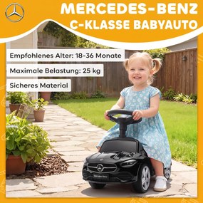 AIYAPLAY Mercedes-Benz C-Class jeździk z klaksonem, odgłosami silnika, schowkiem, dla dzieci 18-36 Monate, Schwarz | Aosom PL