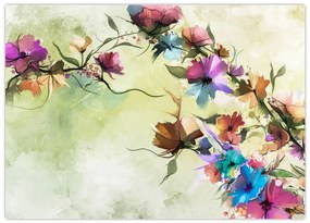 Obraz - malowidło pnącej się kwiaty (70x50 cm)
