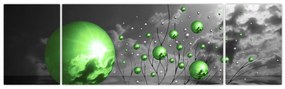 Obraz zielonych abstrakcyjnych kul (170x50 cm)