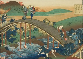 Obraz - Katsushika Hokusai, Ariwara no Narihirafrom the series One Hundred, Poems Explained by the Nurse (Hyakunin isshu uba ga etoki), reprodukcje (70x50 cm)