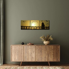 Obraz - Spacer po plaży (z zegarem) (90x30 cm)