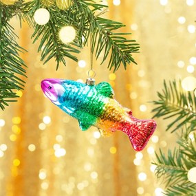 Szklana ozdoba świąteczna wykonana ręcznie 7 cm Rainbow Trout – Sass &amp; Belle