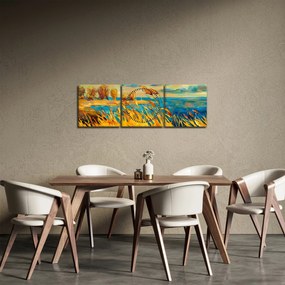 Obraz - Zachód słońca nad jeziorem, obraz akrylowy (z zegarem) (90x30 cm)