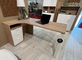 Biurko narożne z kontenerkiem Sign biały mat/jackson hickory