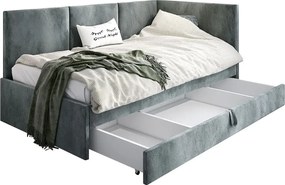 Szara sofa z funkcją spania i pojemnikiem E5-A05