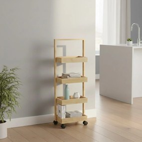 Wąski regał bambusowy, 4 koszyki VINK, 90 cm