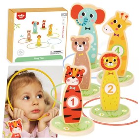 Tooky toy drewniana gra zręcznościowa rzut do celu zwierzątka 15 el.
