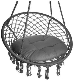 Ciemnoszary wiszący fotel KOLUMBIA z poduszką